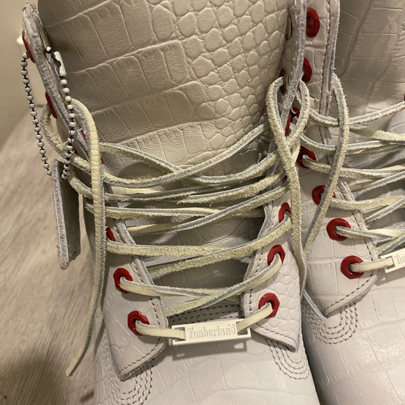 Timberland RARE LIMITED RELEASE Exotic White Serpent Men's Size 12 Leather Boots - Picture 10 of 12